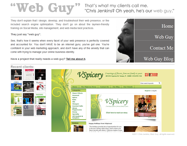 The finished front page for ImTheirWebGuy.com